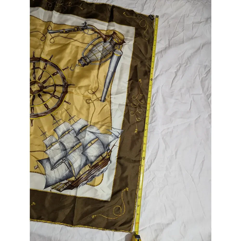 Gianantonio Silk Scarf Vintage Made in Italy Boats Ship Nautical Lantern Compass